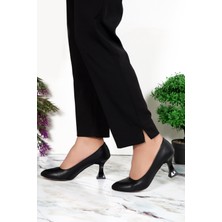 Moricha Kadın Siyah Cilt Nicole Rahat Şık 7 cm Topuklu Ayakkabı Stiletto DC10142