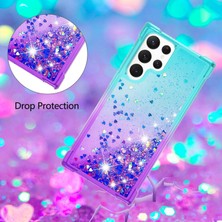 Cool-M For Samsung Galaxy S23 Ultra Ince Uygun Telefon Kılıfı Gradyan ve Sıvı Akışlı Glitter Toz Kabuğu Esnek Tpu Arka Kapak (Yurt Dışından)