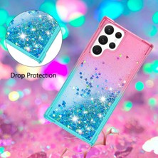 Cool-M For Samsung Galaxy S23 Ultra Ince Uygun Telefon Kılıfı Gradyan ve Sıvı Akışlı Glitter Toz Kabuğu Esnek Tpu Arka Kapak (Yurt Dışından)