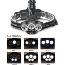 Just For U USB Yeniden Yüklenebilir LED Headlamp 5 Beyaz Işık Suyu Temizleyen Baş Işık Balık Lambası 18650 Batteri Kullanır (Yurt Dışından)