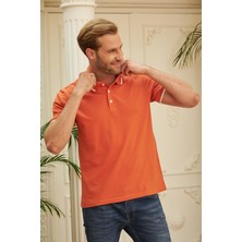 Odelon Erkek Slim Fit Düz Polo Yaka T-Shirt Turuncu