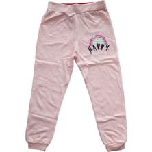 by BebekOdam Kız Çocuk Somon Happy Gökkuşağı Baskılı Tek Alt Eşofman