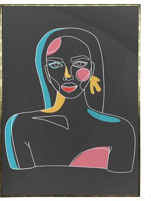 SHOP365 Kadın Çizim Renkli Siyah Modern Poster P-000588