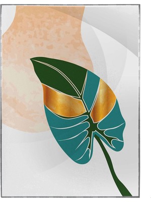 SHOP365 Altın Gold Renkli Yapraklar ve Şekiller Modern Poster P-002523