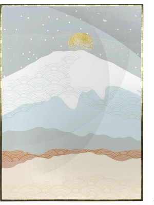 SHOP365 Dağ Manzara Mavi ve Toprak Tonları Poster P-003016