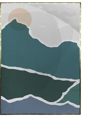 SHOP365 Dağ Manzara Mavi Tonlar Modern Poster P-003319
