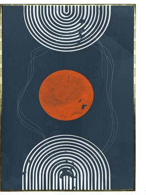 SHOP365 Şekiller ve Çizgiler Mavi Turuncu Pastel Renkler Modern Poster P-003540