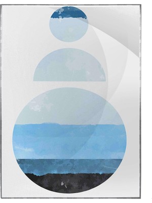 SHOP365 Şekiller Desenler Çizgiler Mavi ve Gri Tonlar Modern Tasarım Poster P-003355