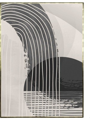 SHOP365 Ay ve Şekiller Siyah Gri Renkler Modern Poster P-003400