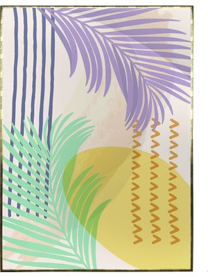 SHOP365 Palmiye Yaprakları ve Şekiller Açık Tonlar Modern Poster P-003834