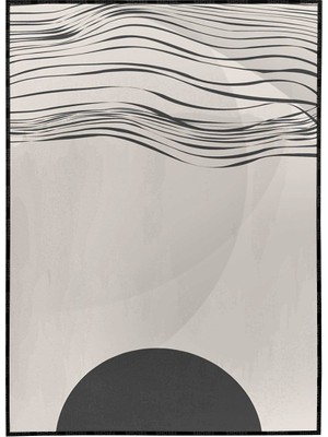 SHOP365 Ay ve Çizgiler Siyah Gri Renkler Modern Poster P-003406