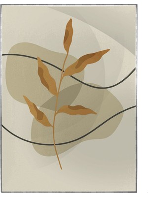 SHOP365 Yapraklar ve Şekiller Yeşil ve Toprak Tonları Modern Poster P-003875
