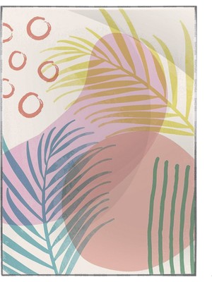 SHOP365 Palmiye Yaprakları ve Şekiller Açık Tonlar Modern Poster P-003822