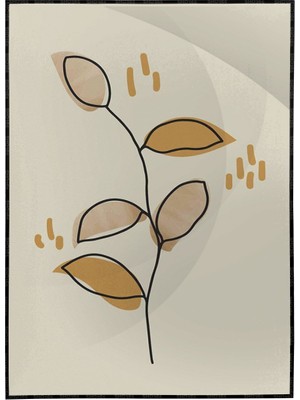 SHOP365 Yapraklar ve Şekiller Yeşil ve Toprak Tonları Modern Poster P-003877