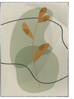 SHOP365 Yapraklar ve Şekiller Yeşil ve Toprak Tonları Modern Poster P-003873