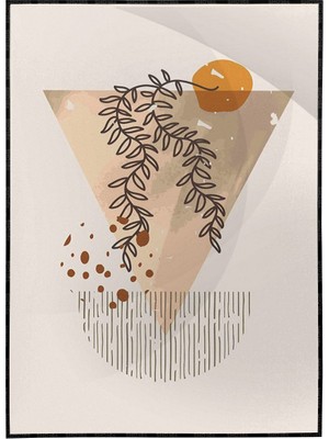 SHOP365 Yapraklar Gri Turuncu Kırmızı Renkler Modern Poster P-004381