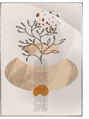 SHOP365 Çiçekler Gri Turuncu Kırmızı Renkler Modern Poster P-004364