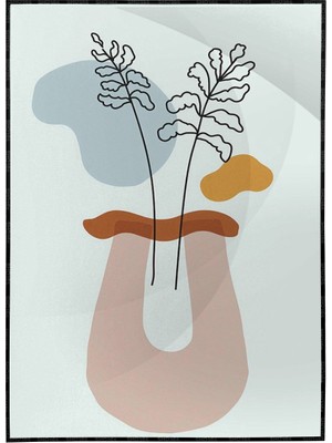 SHOP365 Çiçek ve Şekiller Mavi Renkler Modern Poster P-004273