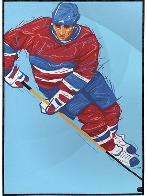 SHOP365 Buz Hokeyi Oyuncusu Pistte Illüstrasyon Poster P-000110