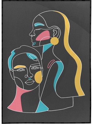 SHOP365 Kadın Çizim Renkli Siyah Modern Poster P-000585
