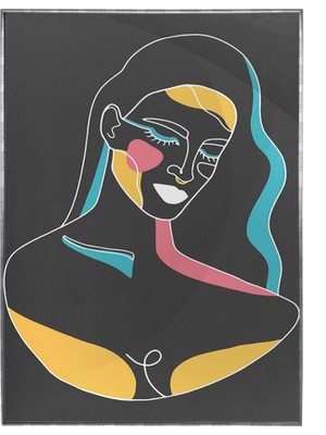 SHOP365 Kadın Çizim Renkli Siyah Modern Poster P-000581