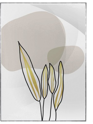 SHOP365 Altın Gold Renkli Yapraklar ve Şekiller Modern Poster P-002615