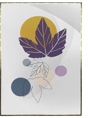 SHOP365 Yapraklar ve Şekiller Karışık Renkler Modern Poster P-003494