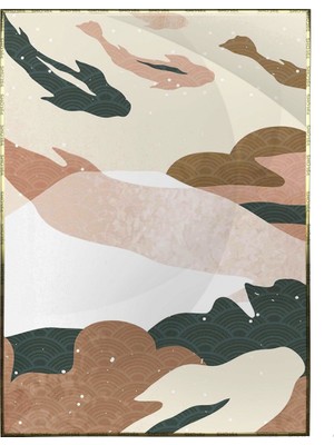 SHOP365 Güneş Ay ve Balıklar Pastel Renkler Modern Poster P-003156