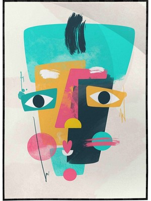 SHOP365 Yüz Yüz Portre Geometrik Şekillerle Illüstrasyon Poster P-003227
