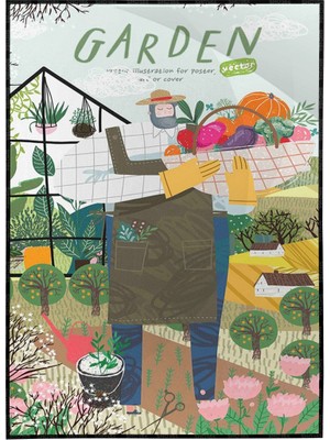 SHOP365 Çiftlik Hayvanlar Tarım Bahçe Doğa Temalı Illüstrasyon Poster P-003066