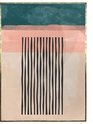 SHOP365 Fırça Darbeleri Derin Deniz Mavisi Pembe Krem Renkler Modern Poster P-002826