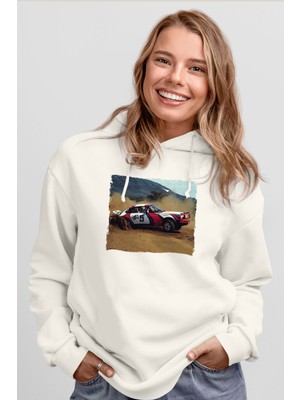 Tişört Fabrikası Porsche 911 Sc Baskılı Unisex Ekru Kapüşonlu Sweatshirt