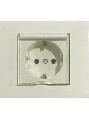 Ovivo  Beyaz Kapaklı Topraklı Priz Çerçeveli Ovivo