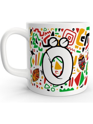 Ö Harfi Afrika Etnik Soyut Renkli Harfli Kupa Bardak