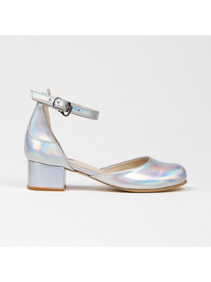 Paqpa Nancy Kız Çocuk Soft Tabanlı Gümüş Kalın Topuklu Ayakkabı