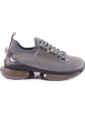 DGN 1065-23Y Kadin Kalin Taban  Silver Taşli Sneakers Ayakkabi