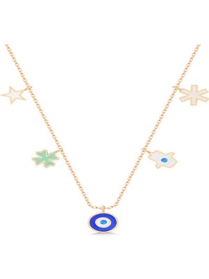 Stil Love Gümüş Rose Nazarlı Şans Kadın Kolye