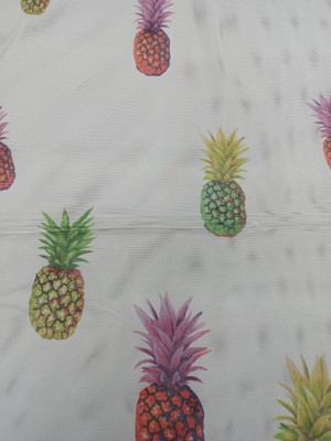 Stay Home Ananas Desenli Mutfak Tül Perde Pilesiz