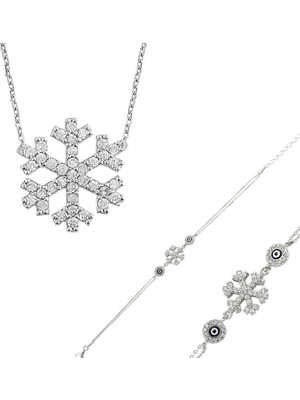 Stil Love Gümüş Kar Tanesi Bayan Set