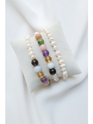 NehirTaş Sertifikalı   Doğal Taş Inci Çakra Bileklik