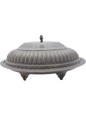 Copperdone Ayaklı Model Eskitme Kapaklı Bakır Kayık Servis Tabağı Osmanlı Koleksiyonu 1 30 cm