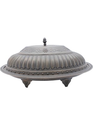 Copperdone Ayaklı Model Eskitme Kapaklı Bakır Kayık Servis Tabağı Osmanlı Koleksiyonu 1 40 cm