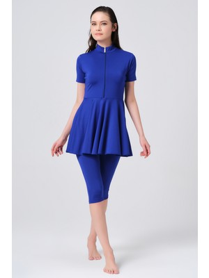 Alfasa Kloş Etekli Yarım Kol Yarı Kapalı Mayo