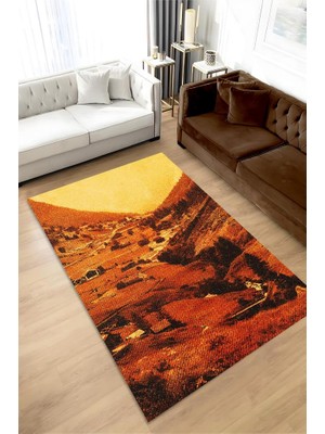 Homshtag Vadi Dokuma Tabanlı Yıkanabilir Kaymaz Manzara Halısı