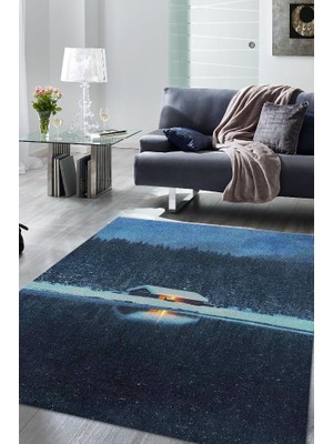 Homshtag Göl Evi Tabanlı Yıkanabilir Kaymaz Manzara Halısı