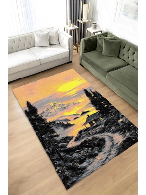 Homshtag Patika Tabanlı Yıkanabilir Kaymaz Manzara Halısı