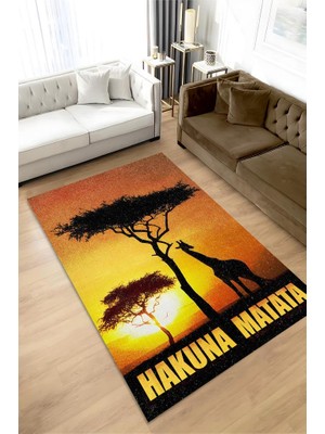 Homshtag Hakuna Matata Tabanlı Yıkanabilir Kaymaz Manzara Halısı