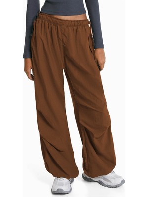 Madmext Kahverengi Paraşüt Jogger Kadın Pantolon MG1726
