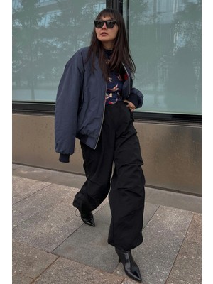 Madmext Siyah Paraşüt Jogger Kadın Pantolon MG1726