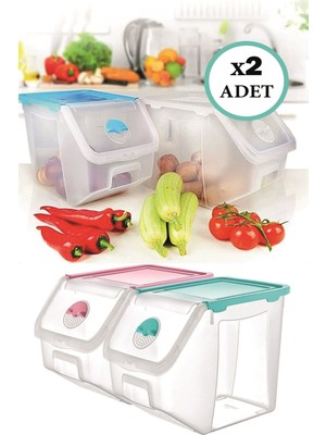 Lirazon 2 Adet Patates Soğan Kiler Saklama Kabı Düzenleyici Set 12 Lt (32,5x23,5x23,5 Cm) 12 Litre Kilerlik